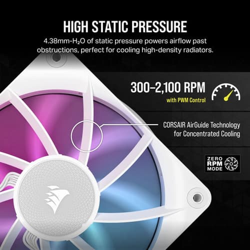 Corsair iCUE Link RX120 RGB 120mm PWM White Cabinet Fan (Triple Pack)